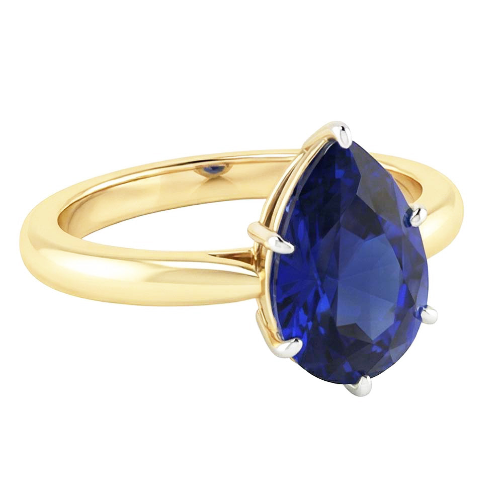 naturel pear saphir 3carats bague détail rapproché