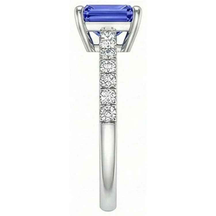 Bague Solitaire Ceylan Saphir Avec Accents 3 Carats Sertie De Diamants