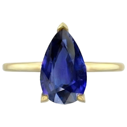 Bague Solitaire Ceylan Saphir Style Larme Poire 3.50 Carats