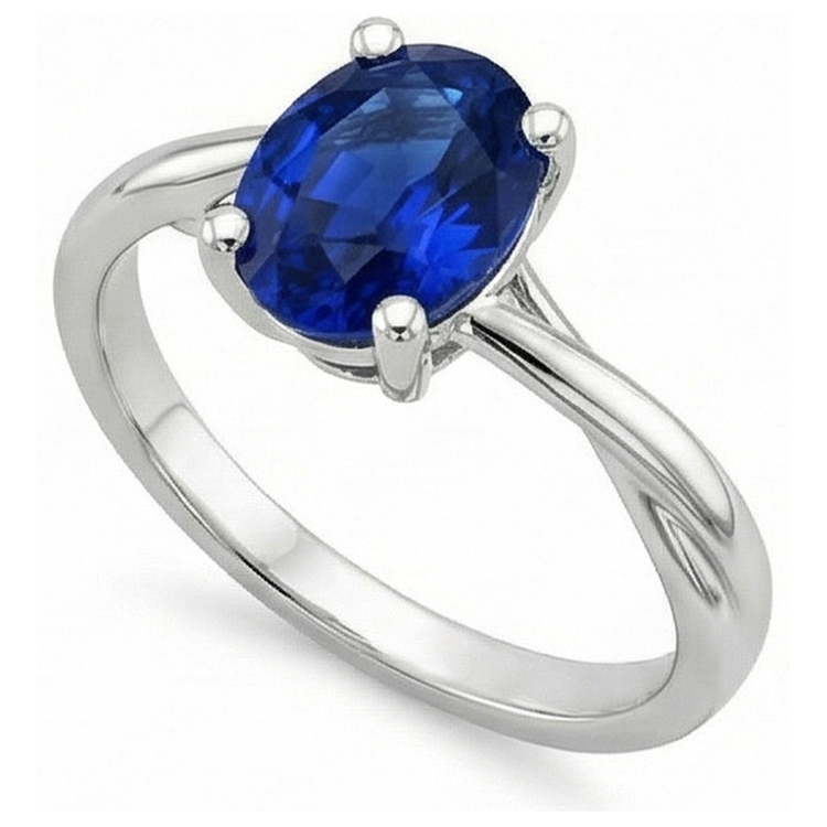 Bague Solitaire Ceylan Saphir Taille Ovale Sertie De Griffes 3 Carats