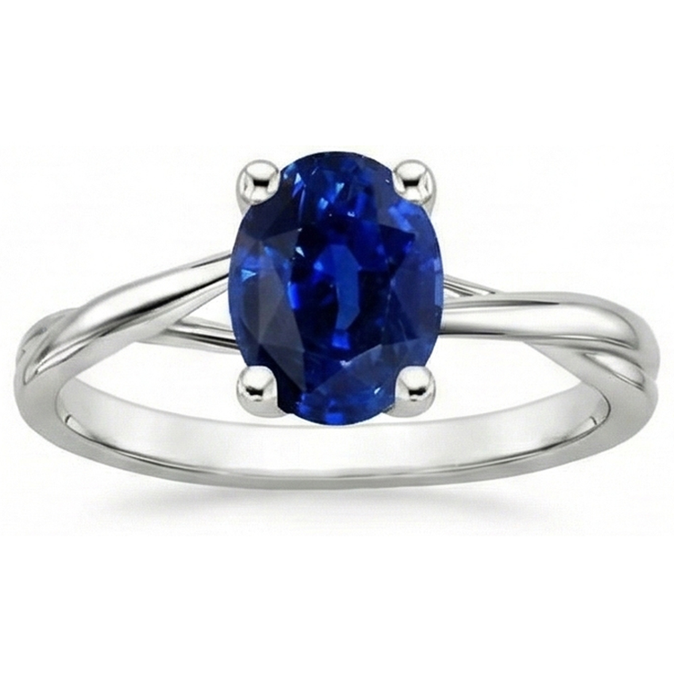 Bague Solitaire Ceylan Saphir Taille Ovale Sertie De Griffes 3 Carats