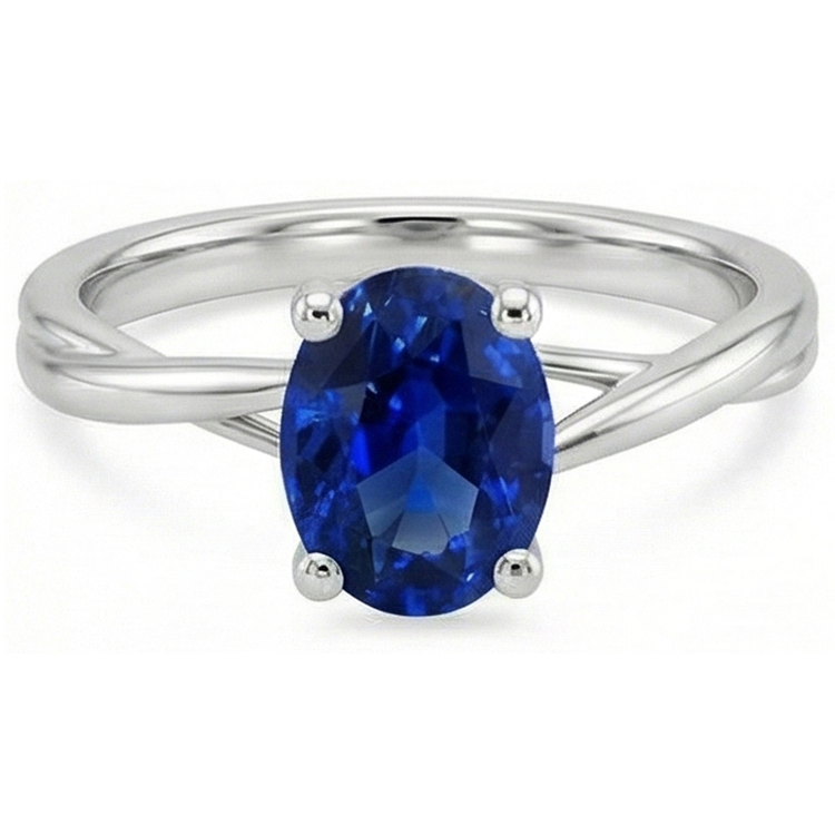 Bague Solitaire Ceylan Saphir Taille Ovale Sertie De Griffes 3 Carats