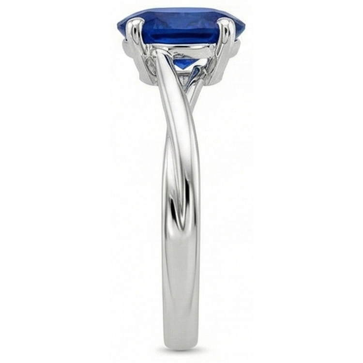 Bague Solitaire Ceylan Saphir Taille Ovale Sertie De Griffes 3 Carats