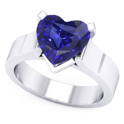 Bague Solitaire Coeur Ceylan Saphir Bleu 3 Carats Bijoux Femme