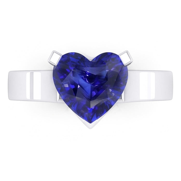 Bague Solitaire Coeur Ceylan Saphir Bleu 3 Carats Bijoux Femme