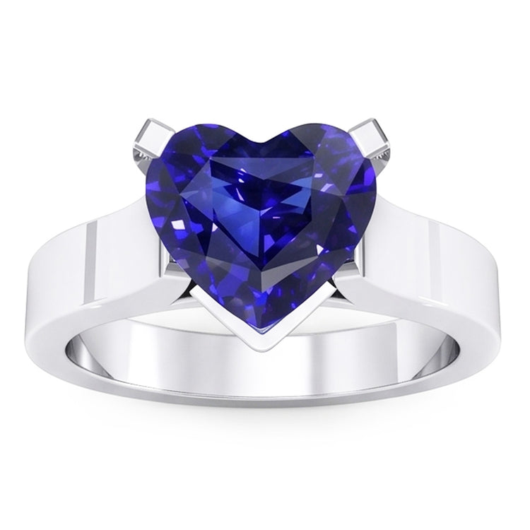 Bague Solitaire Coeur Ceylan Saphir Bleu 3 Carats Bijoux Femme