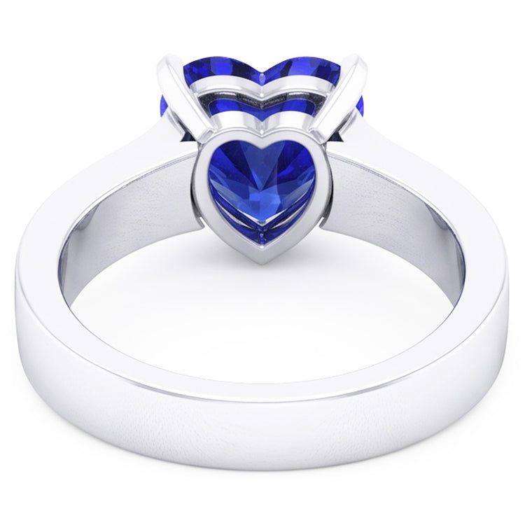 Bague Solitaire Coeur Ceylan Saphir Bleu 3 Carats Bijoux Femme