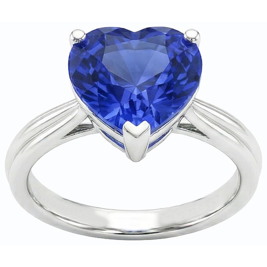 Bague Solitaire Coeur Saphir Bleu Clair 2.50 Carats Ensemble De Bijoux