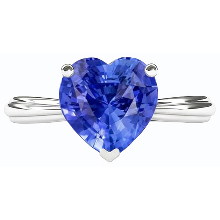 Bague Solitaire Coeur Saphir Bleu Clair 2.50 Carats Ensemble De Bijoux