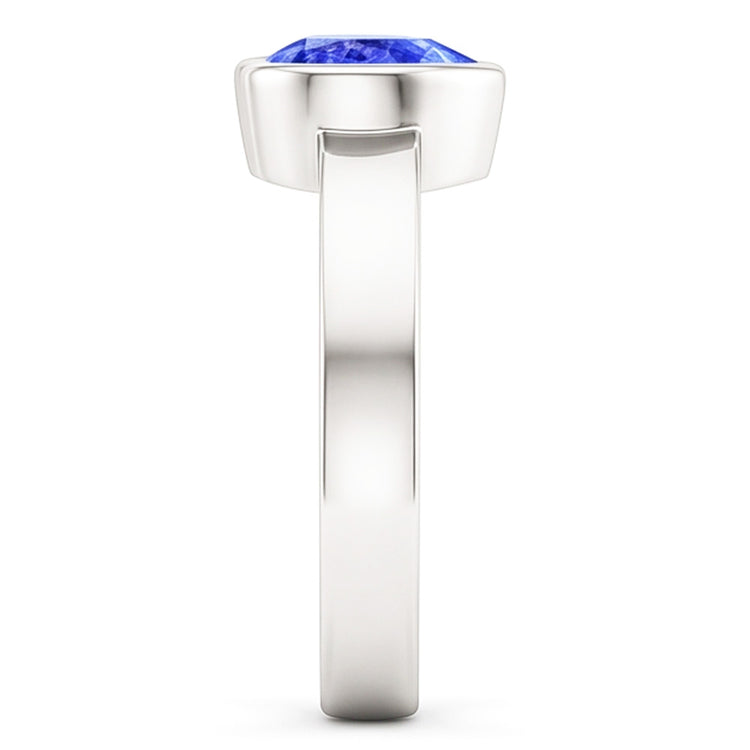 Bague Solitaire Coeur Saphir Bleu Clair Lunette Sertie 1 Carat