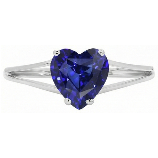 Bague Solitaire Coeur Saphir Sri Lanka Split Tige 2.50 Carats