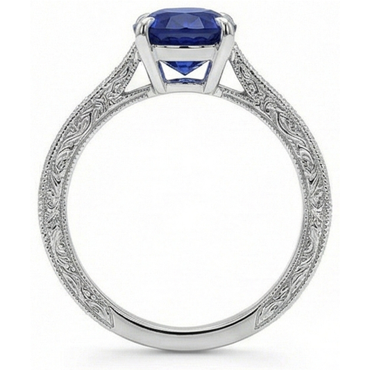 Bague Solitaire Couleur Saphir Bleu