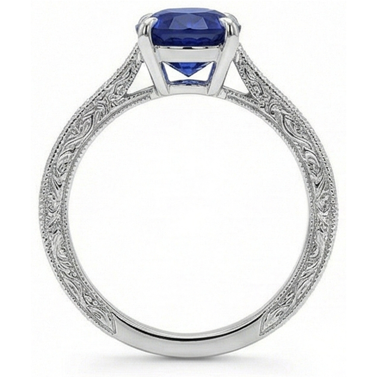 Bague Solitaire Couleur Saphir Bleu