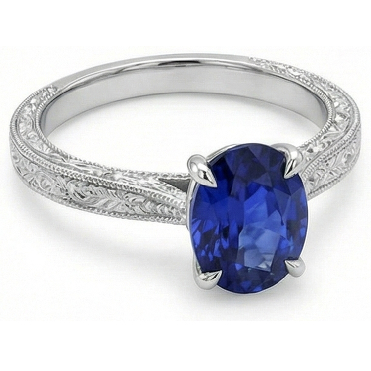 Bague Solitaire Couleur Saphir Bleu