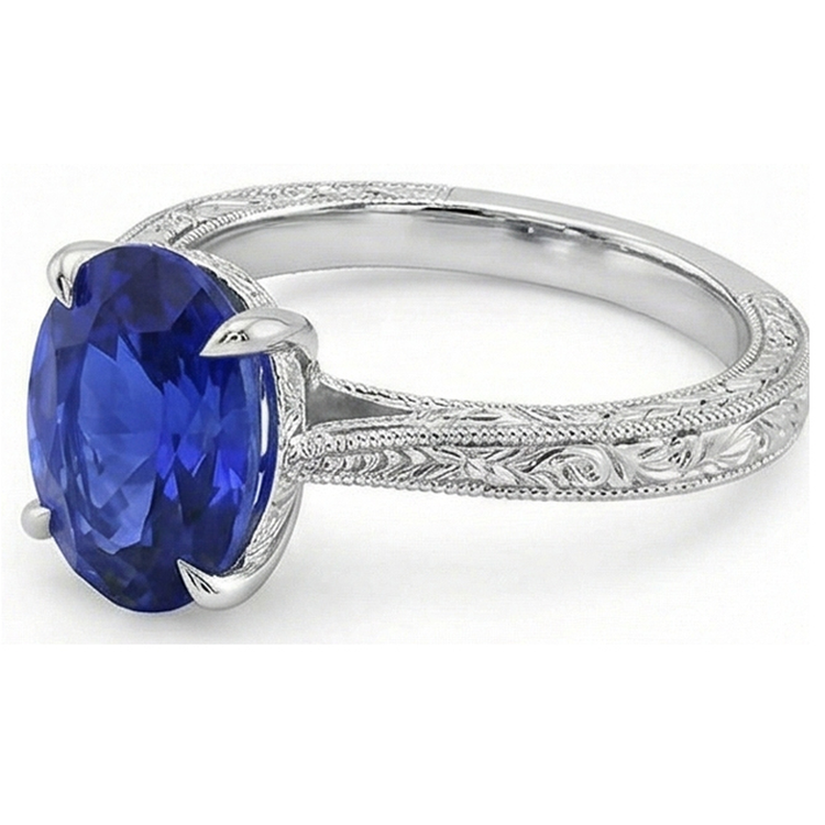 Bague Solitaire Couleur Saphir Bleu