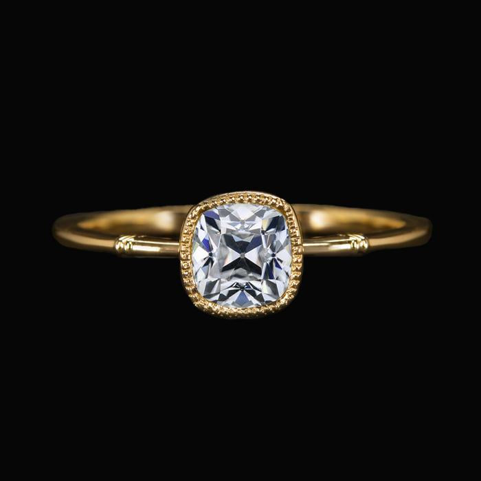 Bague Solitaire Coussin Ancien Européen Réel Diamant Serti Clos 2 Carats