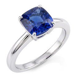 Bague Solitaire Coussin Saphir 2.50 Carats Bijoux Or Blanc