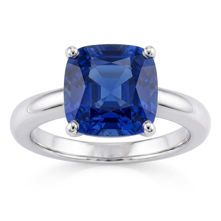 Bague Solitaire Coussin Saphir 2.50 Carats Bijoux Or Blanc