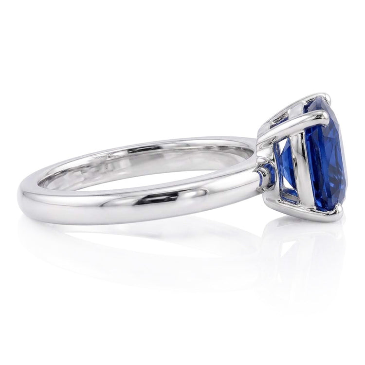 Bague Solitaire Coussin Saphir 2.50 Carats Bijoux Or Blanc