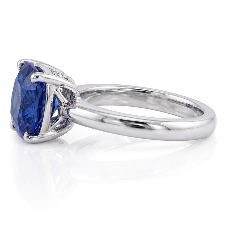 Bague Solitaire Coussin Saphir 2.50 Carats Bijoux Or Blanc