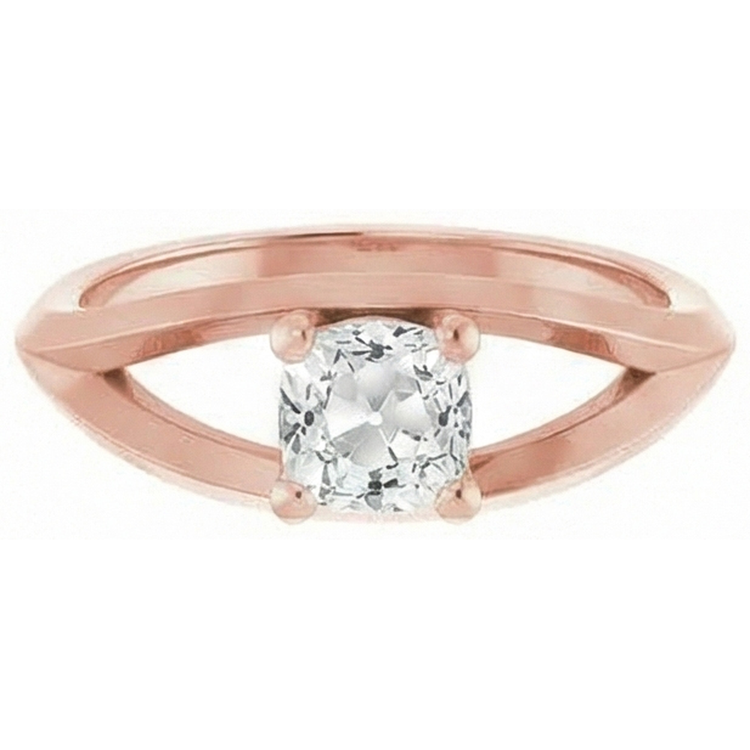 Bague Solitaire Coussin Vieux Mineur Réel Diamant 3 Carats 4 Branches Tige Fendue