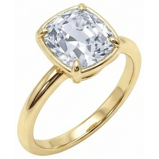 Bague Solitaire Coussin Vieux Mineur Réel Diamant Sertie Griffe 2.25 Carats