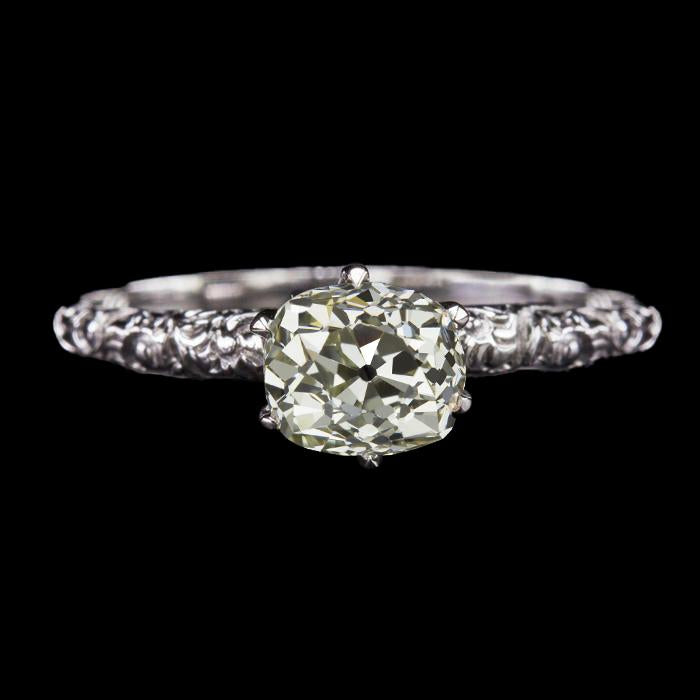Bague Solitaire Coussin Vieux Mineur Véritable Diamant Or Style Vintage 3 Carats