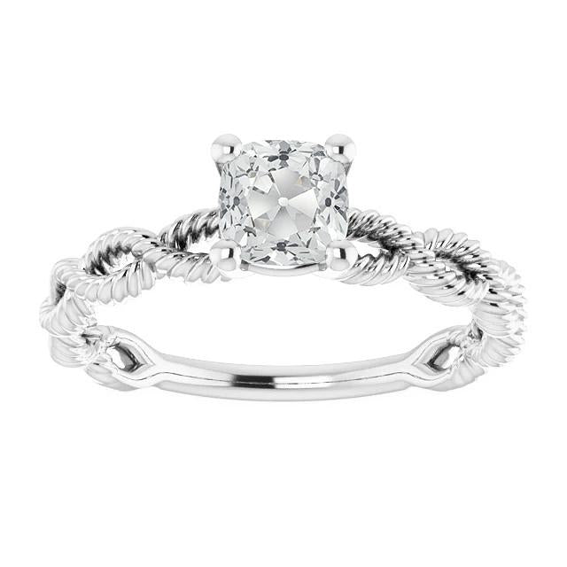 Bague Solitaire Coussin Vieux Mineur Véritable Diamant Style Torsadé 3 Carats