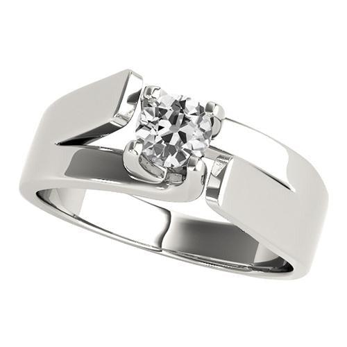 Bague Solitaire Dame ancienne mine Cut Réel Diamond Split Tige 1 Carat