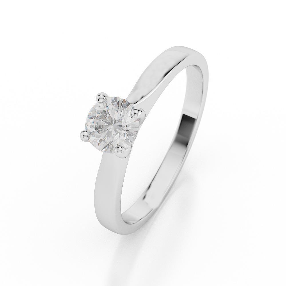 Bague Solitaire De Fiançailles Avec Véritable Diamant Rond De 1.75 Carat En Or Blanc 14K