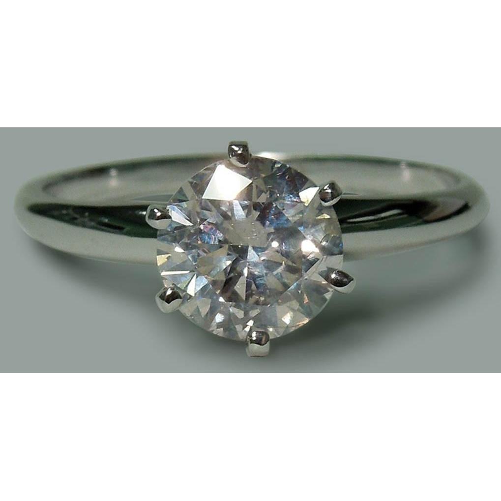 Bague Solitaire De Fiançailles Naturel Diamant Rond 1.75 Carat Or Blanc 14K Nouveau