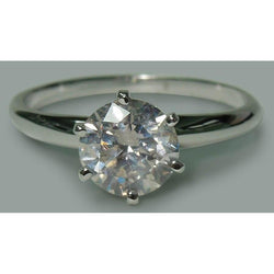 Bague Solitaire De Fiançailles Naturel Diamant Rond 1.75 Carat Or Blanc 14K Nouveau