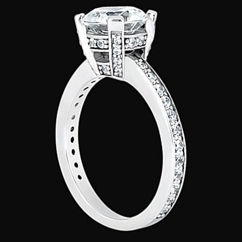 Bague Solitaire De Fiançailles Naturel Diamant Rond Avec Accents 2.26 Carats