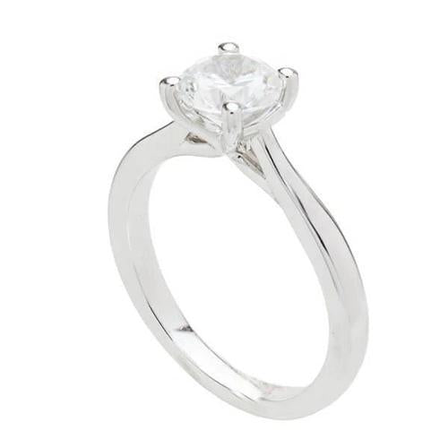 Bague Solitaire De Fiançailles Réel Diamant Rond 1.50 Carat Or Blanc 14K