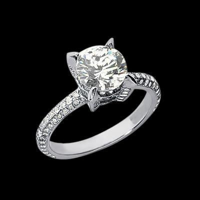 Bague Solitaire De Fiançailles Réel Diamant Rond 2.26 Carats Or Blanc 14K