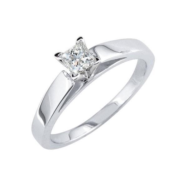 Bague Solitaire De Fiançailles Réel Diamant Taille Princesse 1.10 Ct En Or Blanc 14K