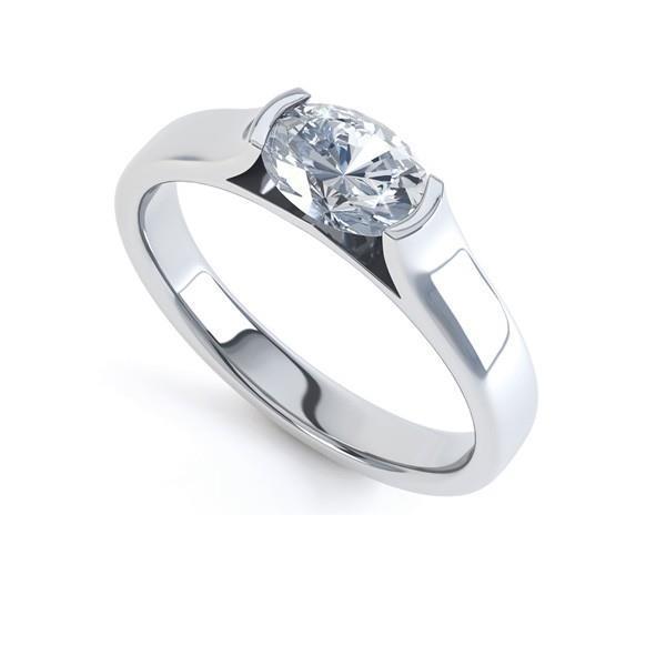 Bague Solitaire De Fiançailles Véritable Diamant Ovale 1.50 Carat Or Blanc 14K