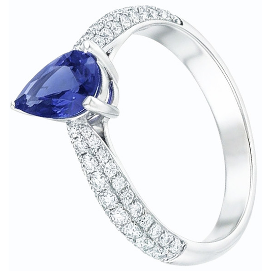naturel pear diamant 2.50carats bague angle de côté