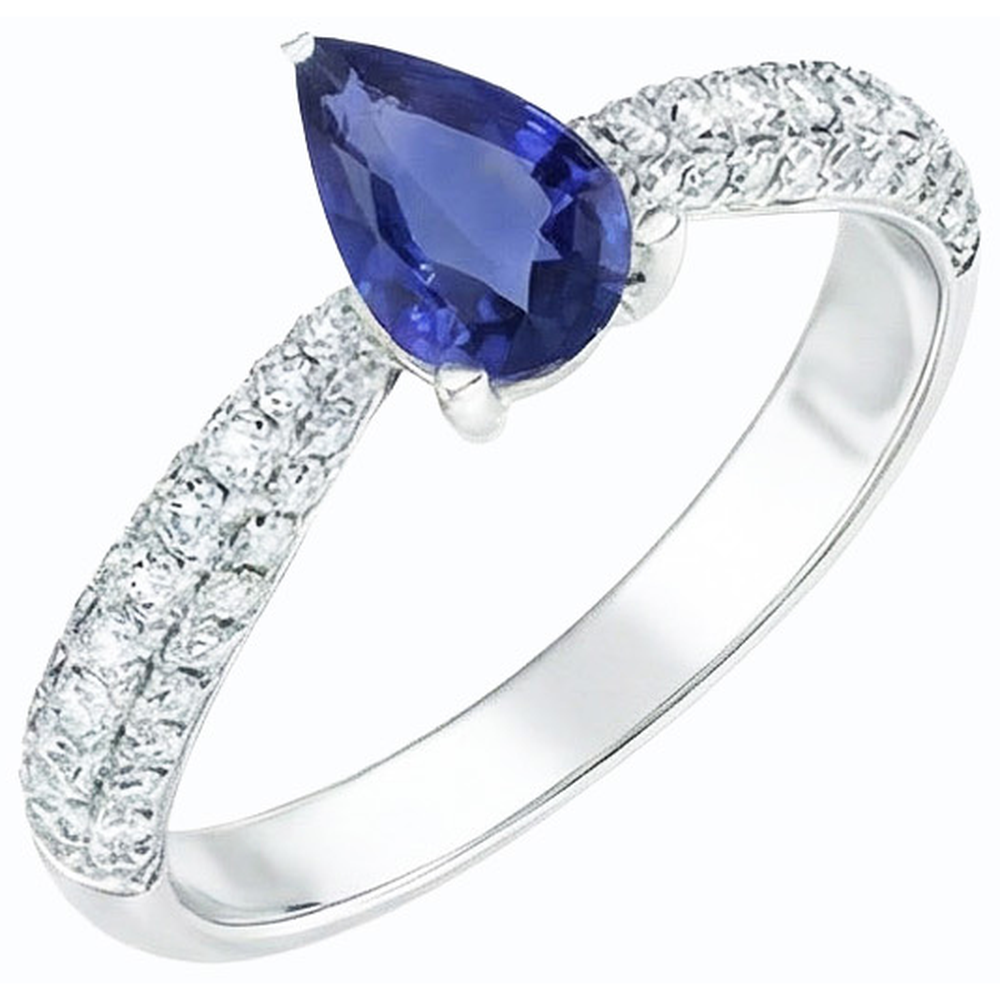 naturel pear diamant 2.50carats bague vue de dessus