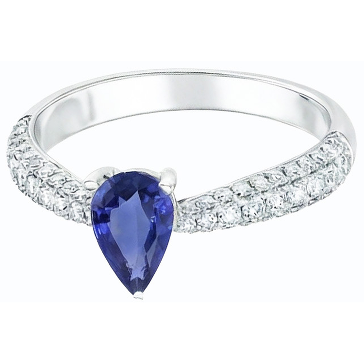 naturel pear diamant 2.50carats bague vue de profil