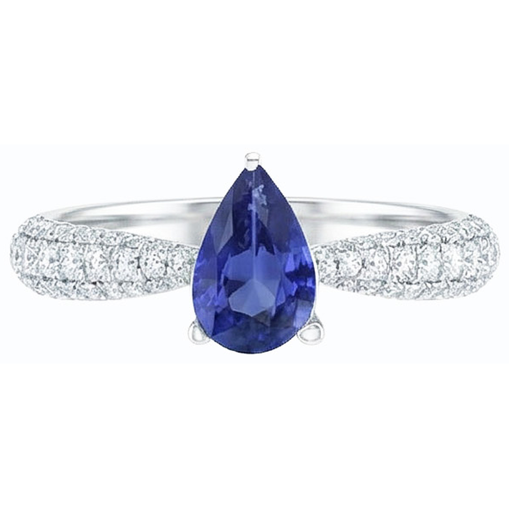 naturel pear diamant 2.50carats bague sur blanc