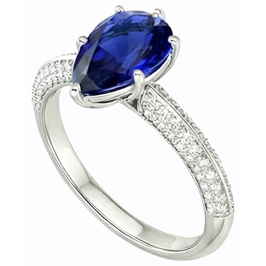 naturel pear diamant 3carats bague angle de côté