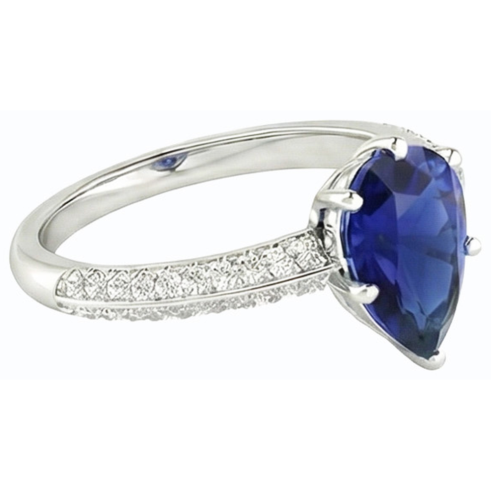 naturel pear diamant 3carats bague vue de dessus