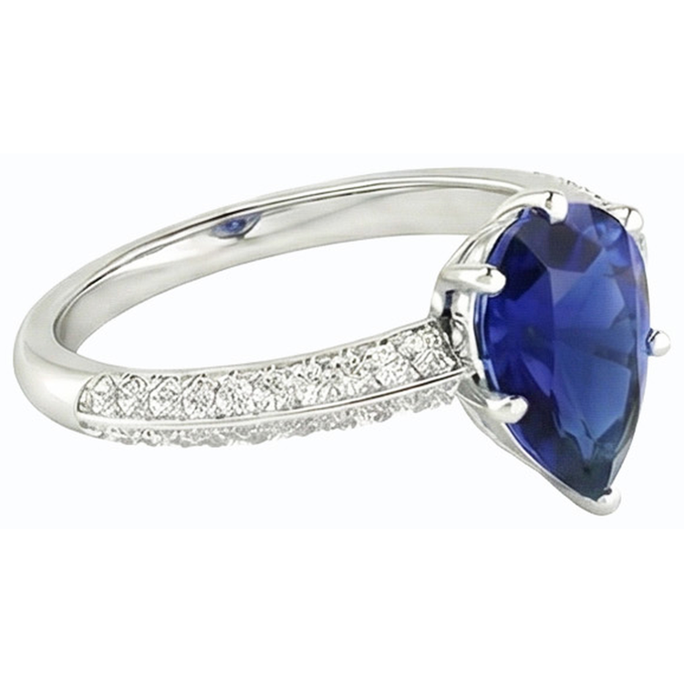 naturel pear diamant 3carats bague vue de dessus