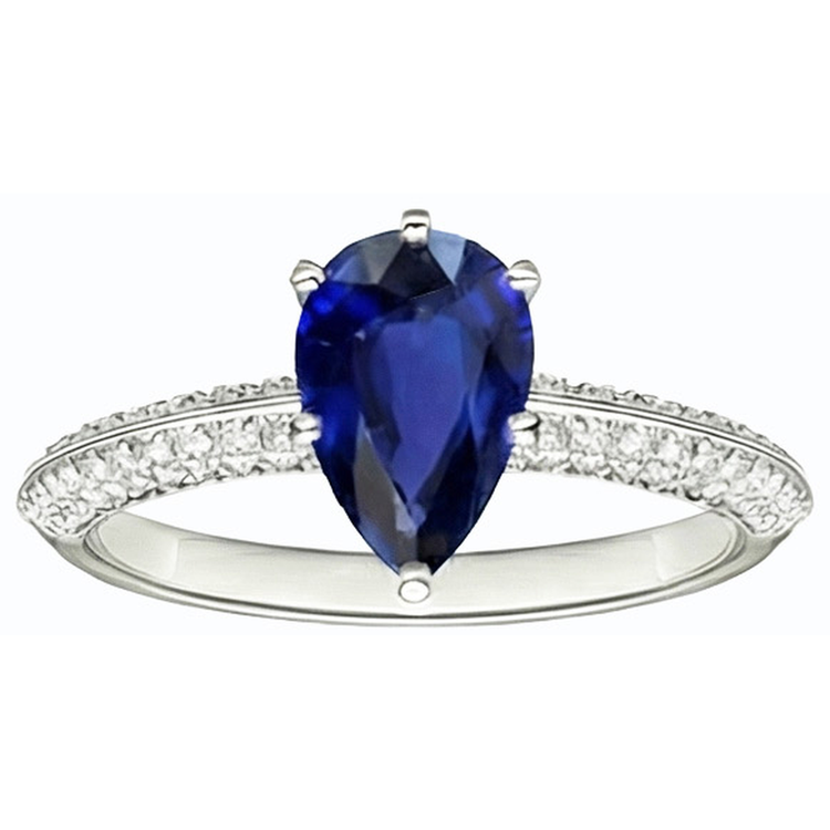 naturel pear diamant 3carats bague vue de profil
