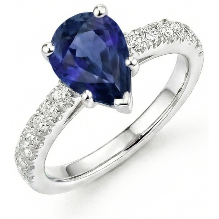 naturel pear diamant 4carats bague angle de côté