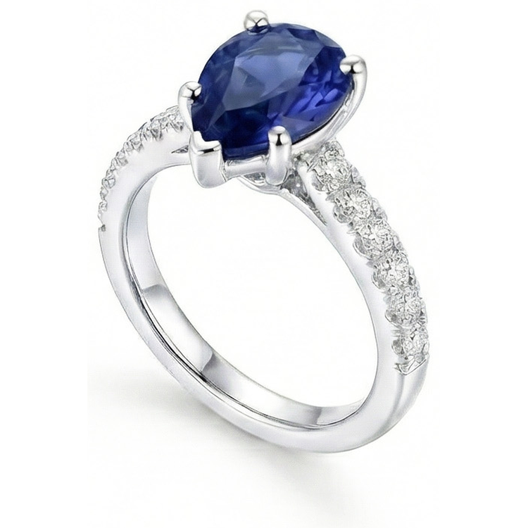 naturel pear diamant 4carats bague détail rapproché