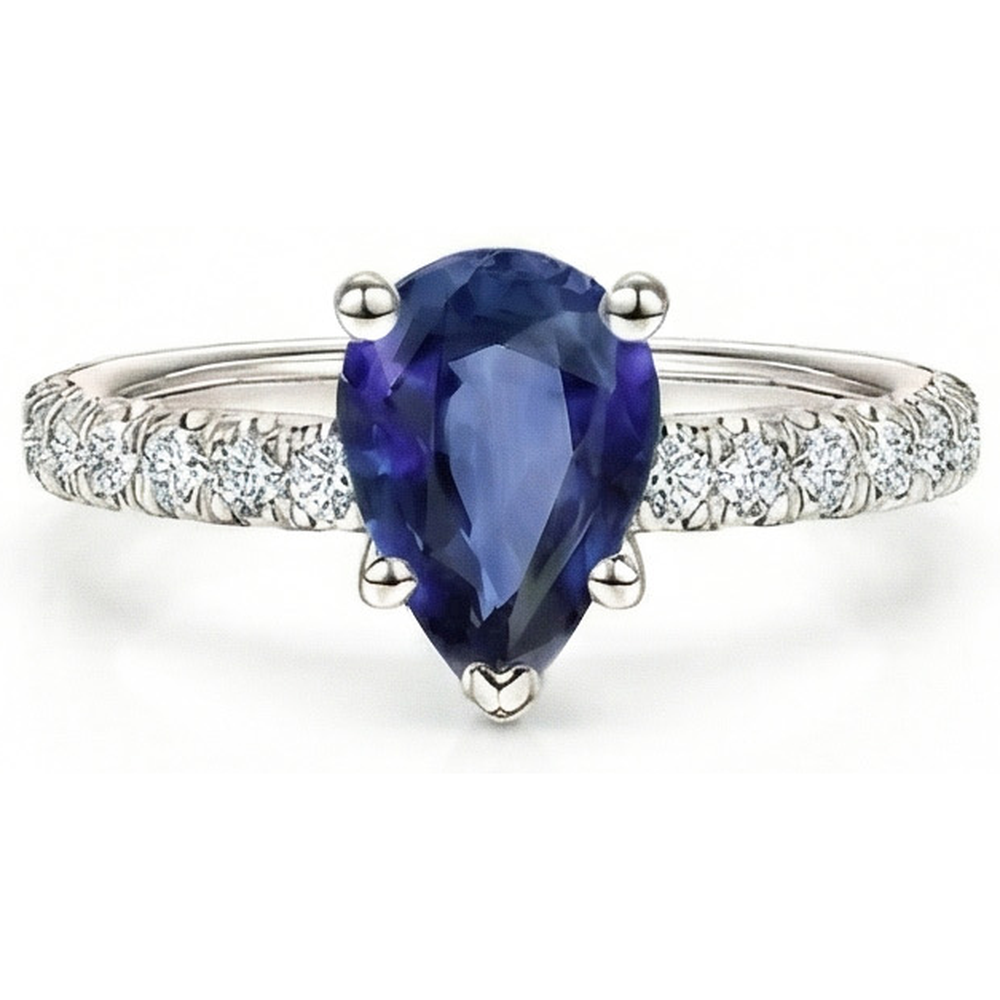 naturel pear diamant 4carats bague vue de dessus