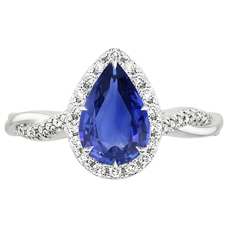 naturel pear diamant 5.50carats bague vue de profil