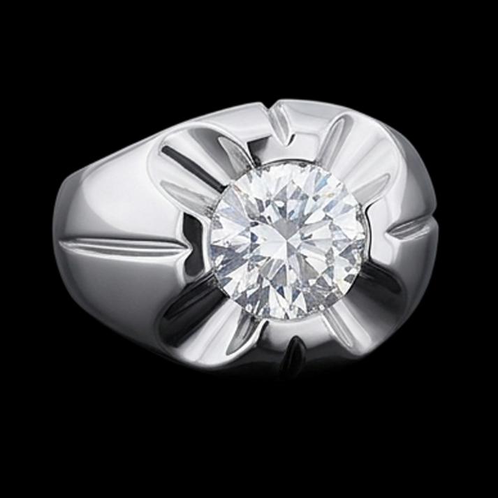 Bague Solitaire Diamant Naturels Extraits des Mines ( et non cultivés en laboratoire ) Rond Gypsy 2.50 Carat Or Blanc 14K